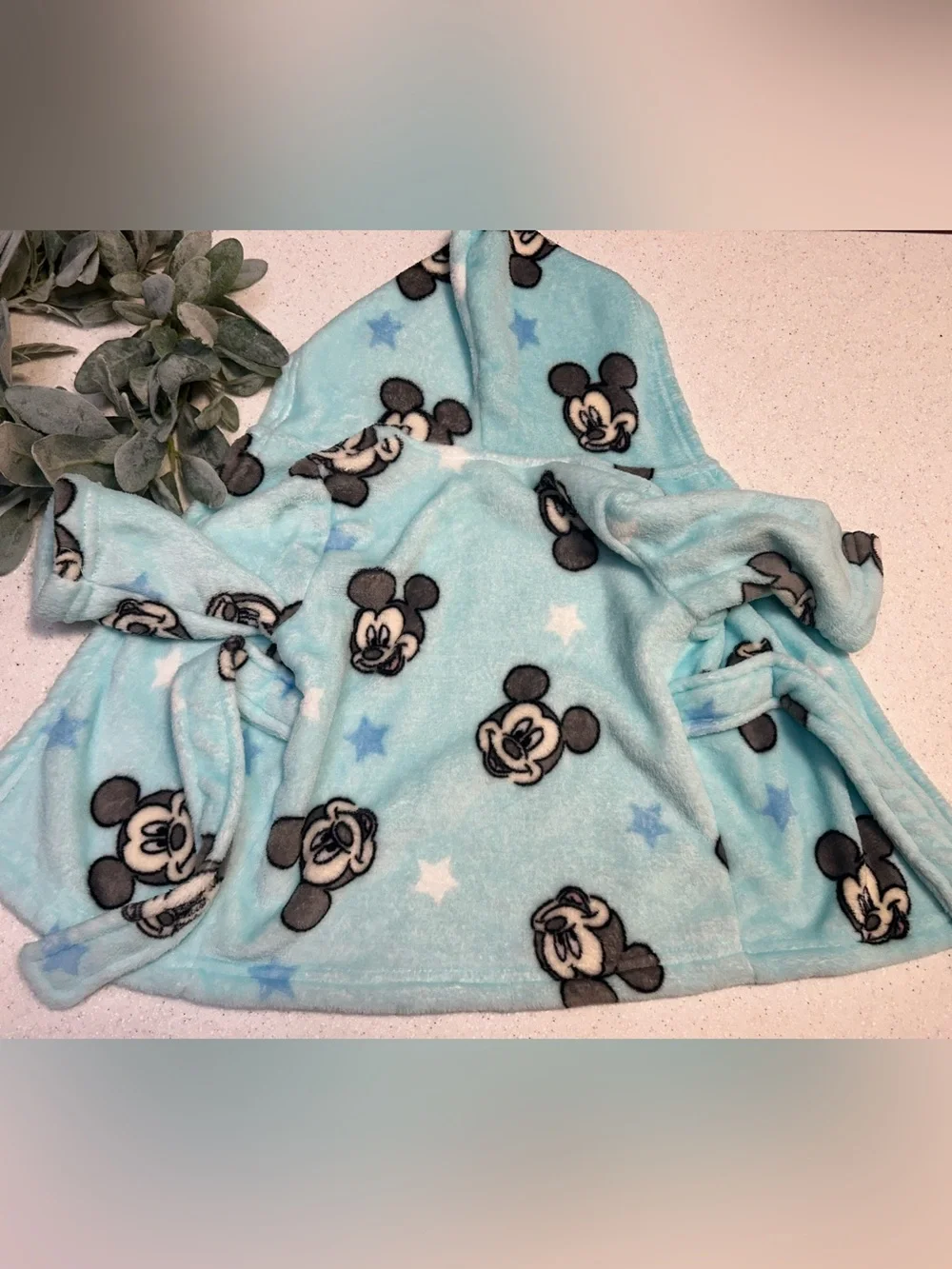 Disney Baby Mickey Mouse Plush Hooded Bathrobe 0-12 Months